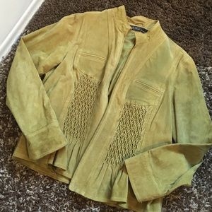 Retro Kasper Suede Leather Green Jacket